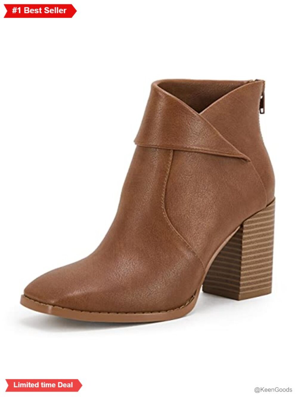 Faux Leather Slip On Ankle Boots Chunky Stacked Heel Criss Cross Zip Booties
